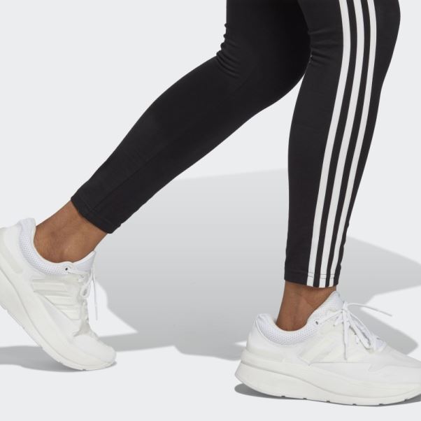 Adidas Essentials 3-stripes Legging Taille Haute En Jersey Simple Noir