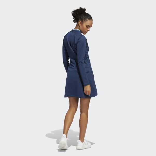 Adidas Robe De Golf En Maille Chaîne Bleu Marine