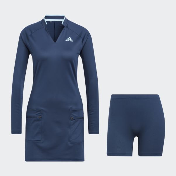 Adidas Robe De Golf En Maille Chaîne Bleu Marine