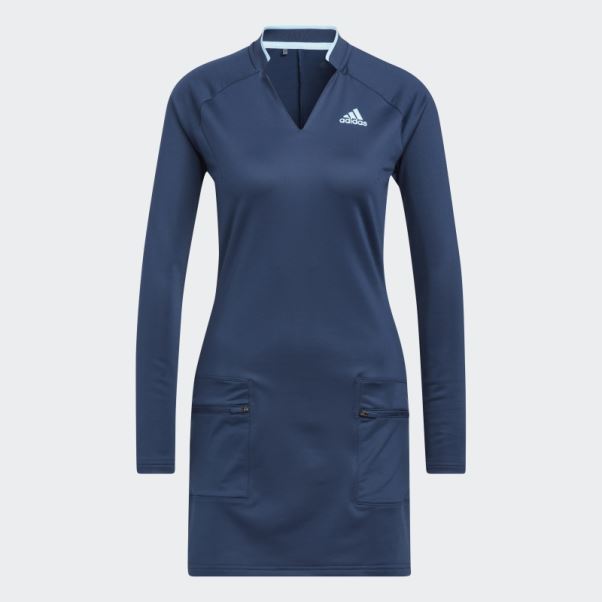 Adidas Robe De Golf En Maille Chaîne Bleu Marine