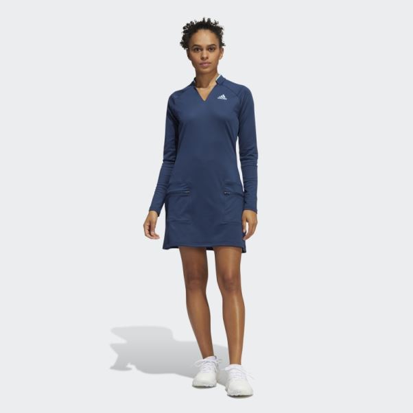 Adidas Robe De Golf En Maille Chaîne Bleu Marine