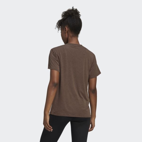 Tee Shirt Trainicons 3 Bandes Marron Adidas