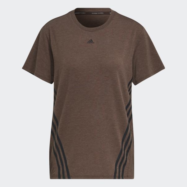 Tee Shirt Trainicons 3 Bandes Marron Adidas