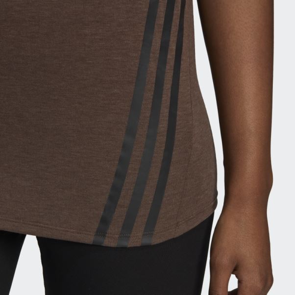 Tee Shirt Trainicons 3 Bandes Marron Adidas