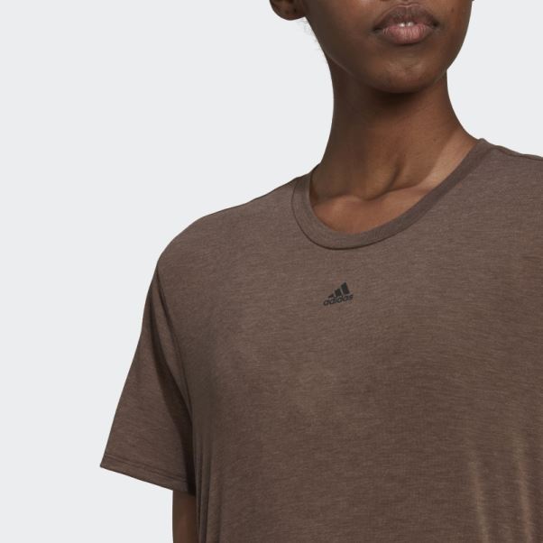 Tee Shirt Trainicons 3 Bandes Marron Adidas