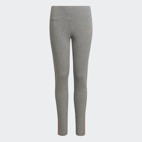 Legging Adidas Gris Moyen En Coton à 3 Bandes