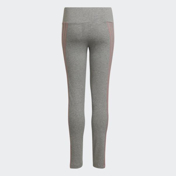 Legging Adidas Gris Moyen En Coton à 3 Bandes