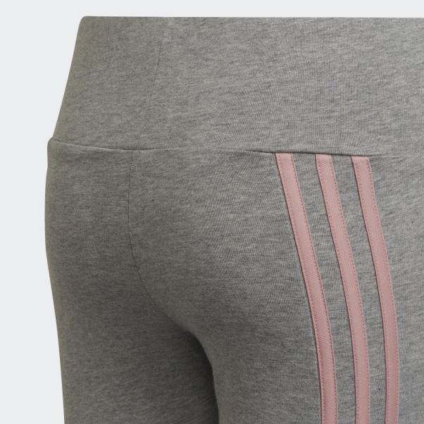 Legging Adidas Gris Moyen En Coton à 3 Bandes