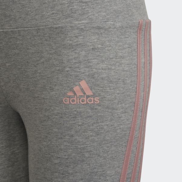 Legging Adidas Gris Moyen En Coton à 3 Bandes