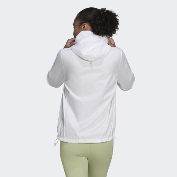 Coupe-vent De Course à Capuche Blanc à Capuche Adidas