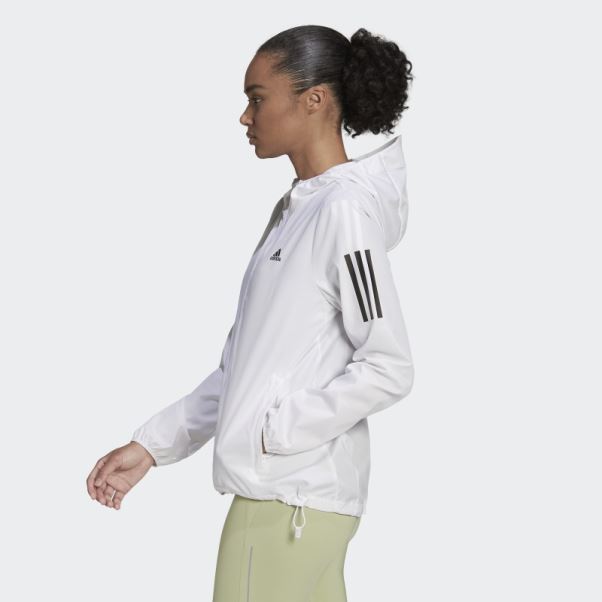 Coupe-vent De Running à Capuche Adidas Own The Run Blanc