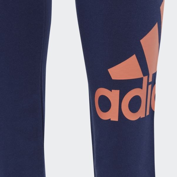 Collants En Coton Bleu Foncé Essentials Gros Logo Adidas