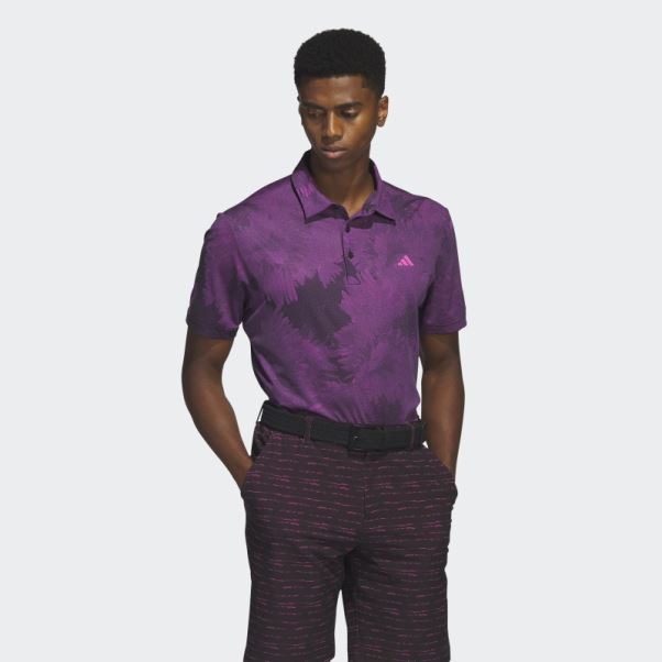 Adidas Polo De Golf En Maille à Fleurs Noir