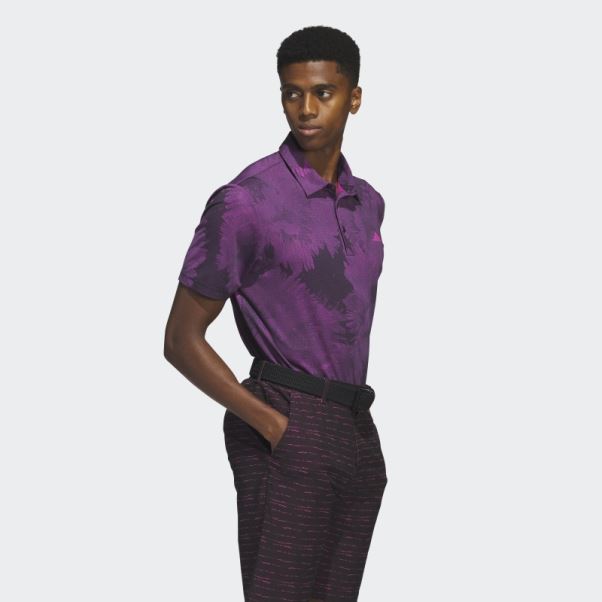 Adidas Polo De Golf En Maille à Fleurs Noir
