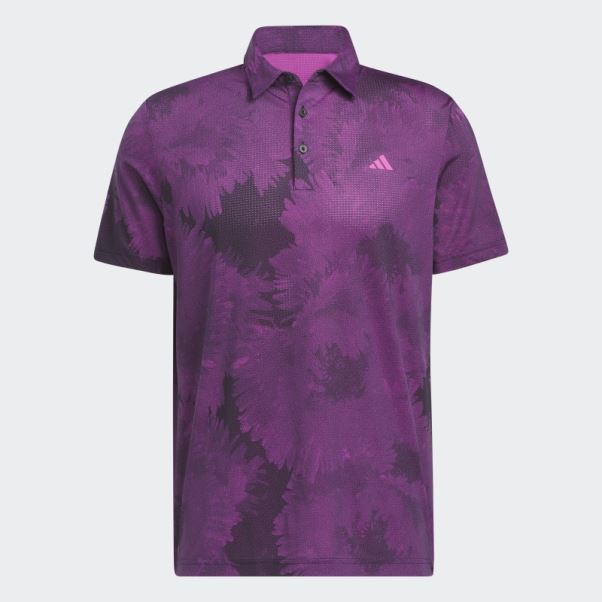 Adidas Polo De Golf En Maille à Fleurs Noir
