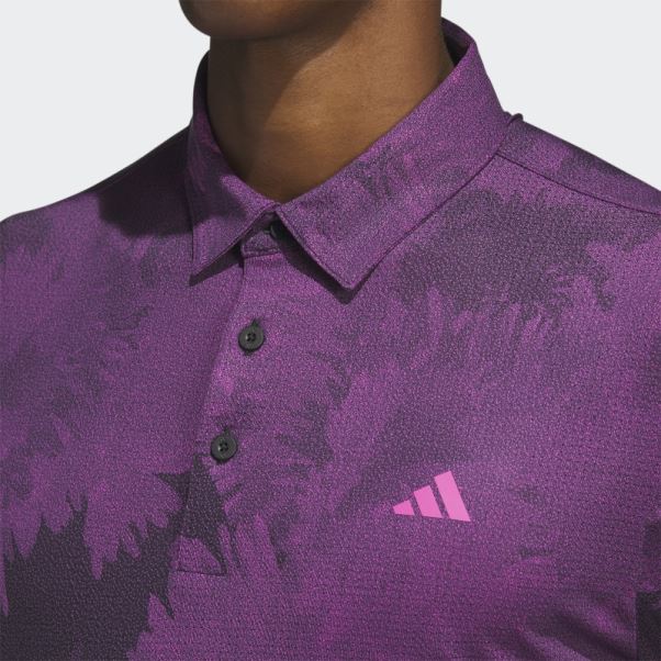 Adidas Polo De Golf En Maille à Fleurs Noir