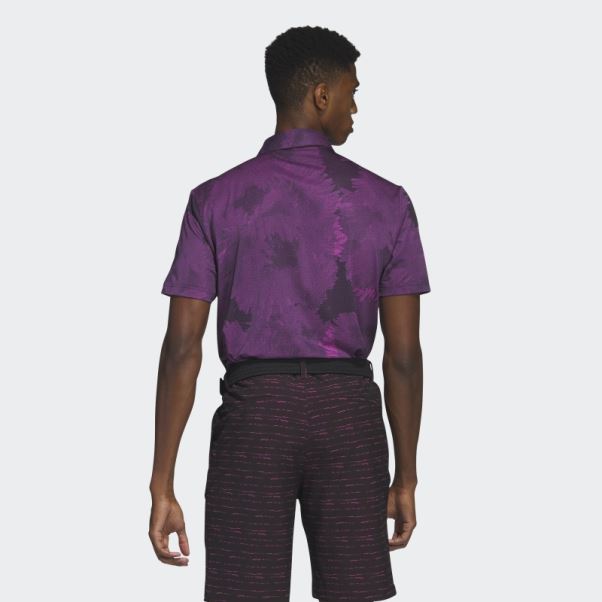 Polo De Golf En Maille à Fleurs Adidas Noir