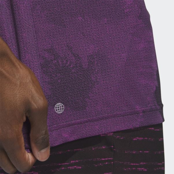 Polo De Golf En Maille à Fleurs Adidas Noir