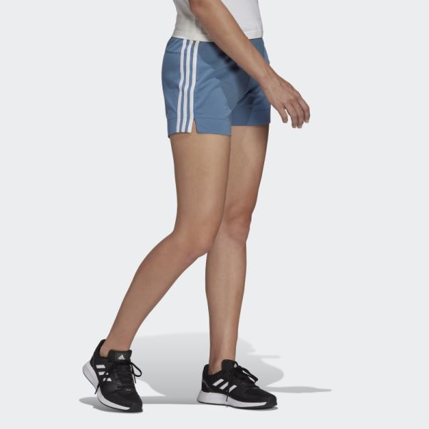 Short Slim à 3 Bandes Essentials Bleu Altéré Adidas