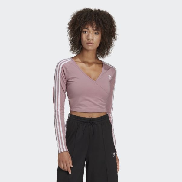 T-shirt Court à Manches Longues Adidas Adicolor Classics Mauve