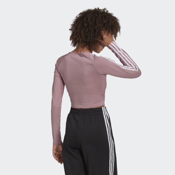 T-shirt Court à Manches Longues Adidas Adicolor Classics Mauve