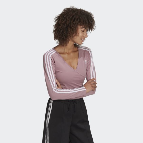 T-shirt Court à Manches Longues Adidas Adicolor Classics Mauve