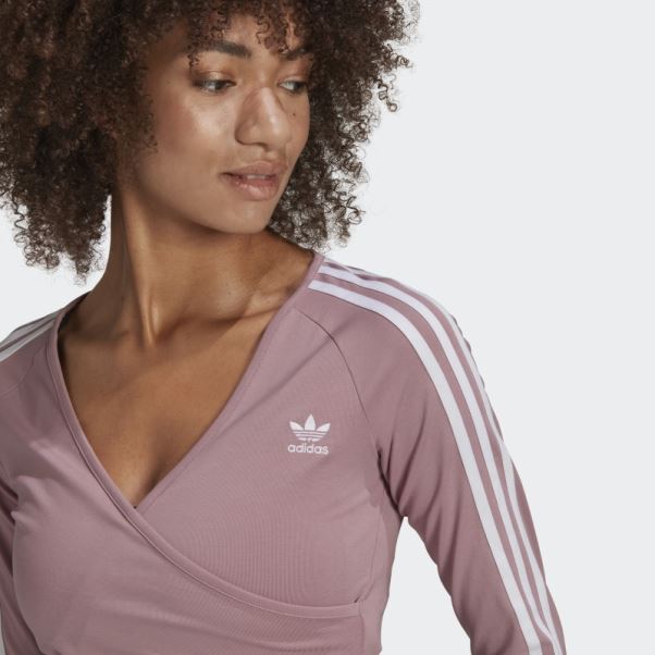 T-shirt Court à Manches Longues Adidas Adicolor Classics Mauve