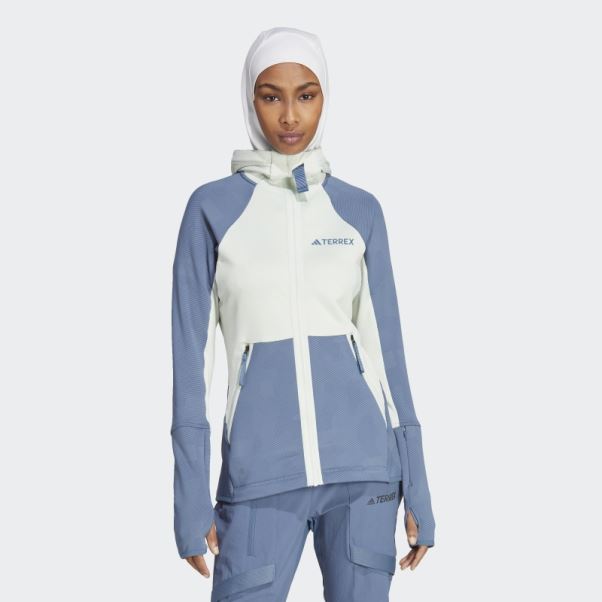 Veste Polaire De Randonnée à Capuche Terrex Tech Flooce Adidas Vert
