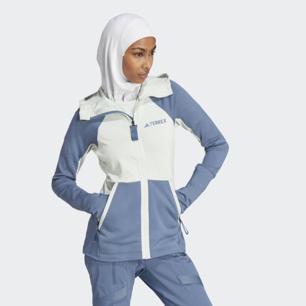 Veste Polaire De Randonnée à Capuche Terrex Tech Flooce Adidas Vert