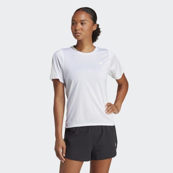T-shirt De Course à Faible Teneur En Carbone Adidas Run Icon 3-stripes Blanc