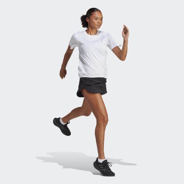 T-shirt De Course à Faible Teneur En Carbone Adidas Run Icon 3-stripes Blanc