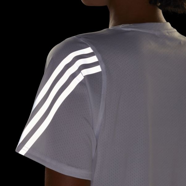 T-shirt De Course à Faible Teneur En Carbone Adidas Run Icon 3-stripes Blanc