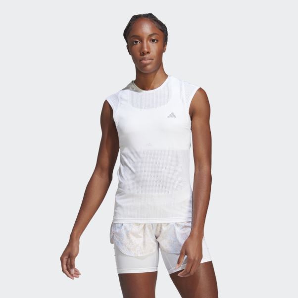 Adidas T-shirt De Course Rapide Blanc