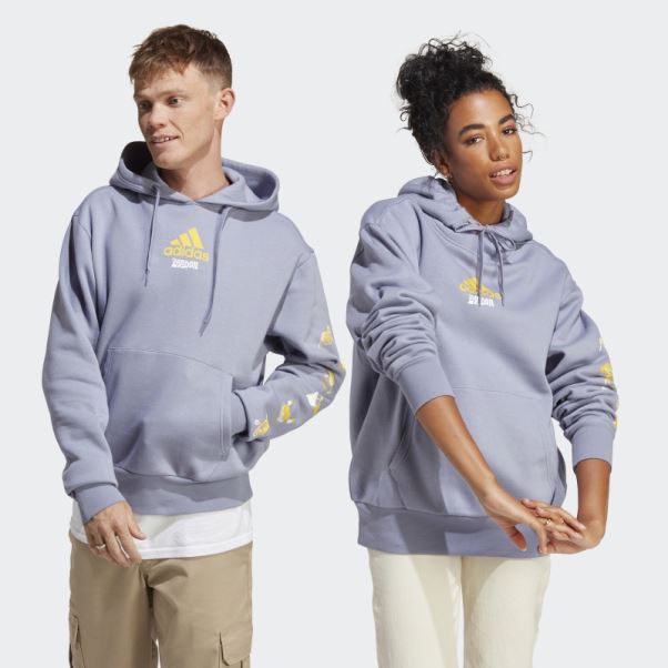 Sweat à Capuche Graphique Violet Argent Adidas