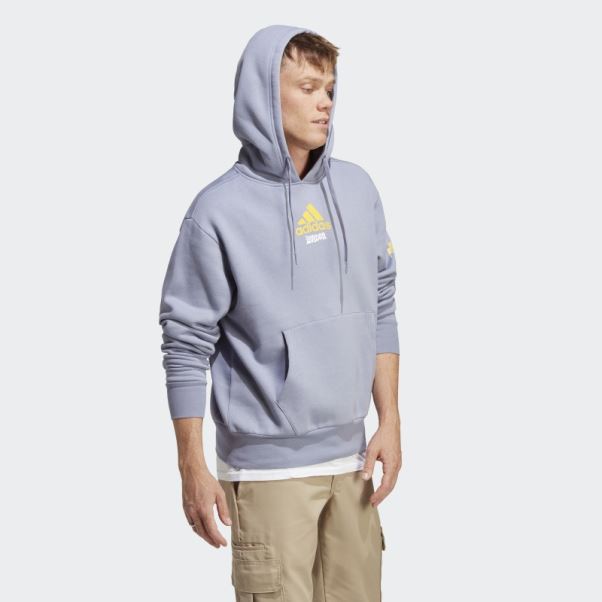 Sweat à Capuche Graphique Violet Argent Adidas