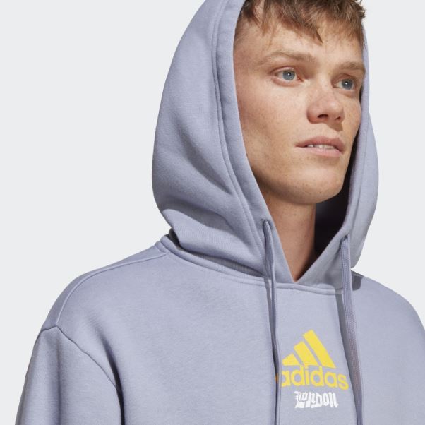 Sweat à Capuche Graphique Violet Argent Adidas