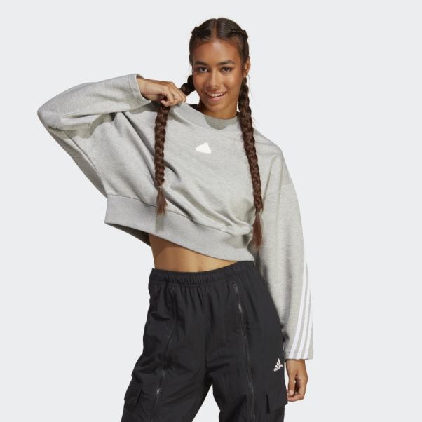 Sweat Adidas Future Icons Gris Moyen à 3 Bandes