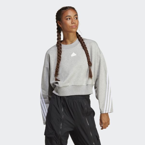 Sweat Adidas Future Icons Gris Moyen à 3 Bandes