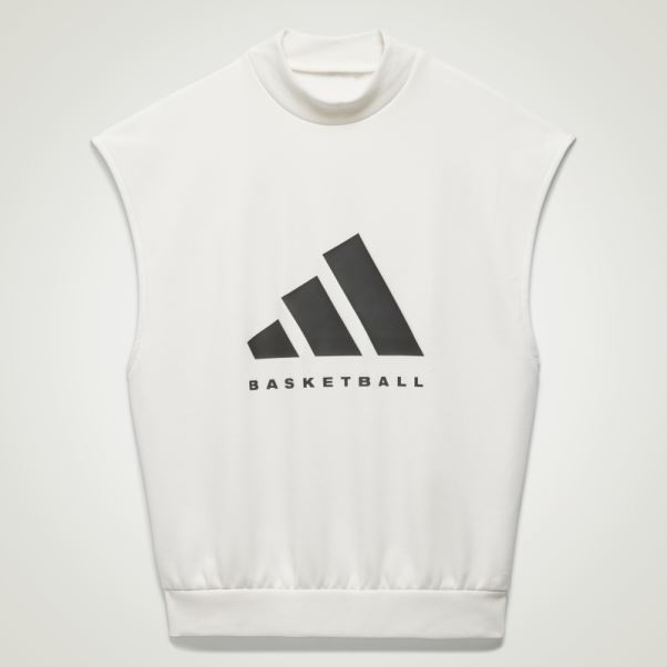 Sweat Sans Manches Adidas Basketball Blanc Chaud