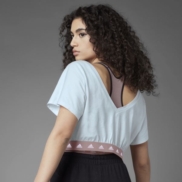 T-shirt Court En Coton Hyperglam Bleu Adidas