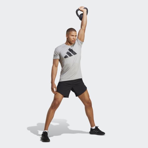 T-shirt D'entrainement Gris Moyen Train Essentials Feelready Logo Adidas