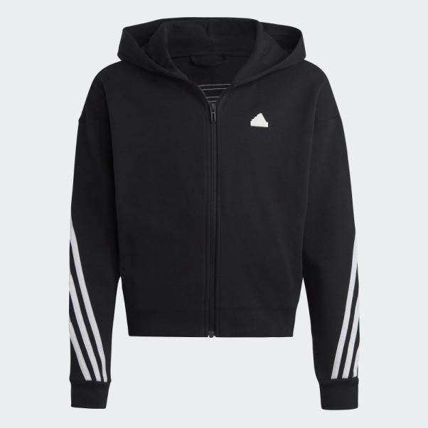 Sweat à Capuche Zippé Adidas Future Icon 3 Bandes Noir