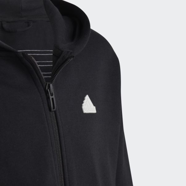 Sweat à Capuche Zippé Adidas Future Icon 3 Bandes Noir