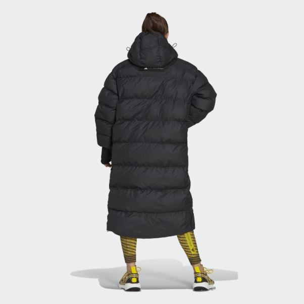 Adidas By Stella Mccartney Veste D'hiver Longue Matelassée Noire Fashion