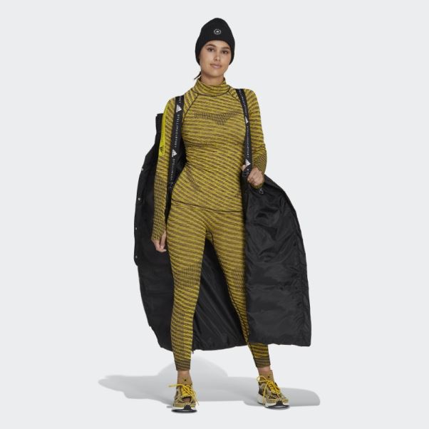 Adidas By Stella Mccartney Veste D'hiver Longue Matelassée Noire Fashion