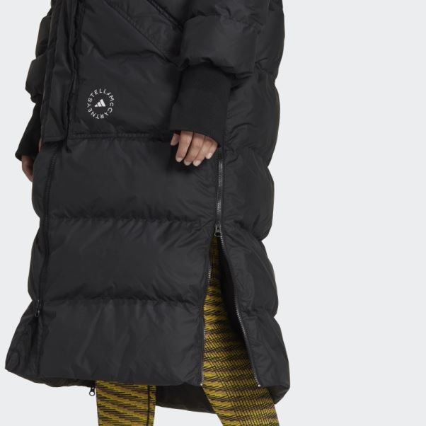 Adidas By Stella Mccartney Veste D'hiver Longue Matelassée Noire Fashion