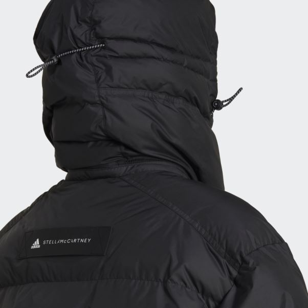 Adidas By Stella Mccartney Veste D'hiver Longue Matelassée Noire Fashion
