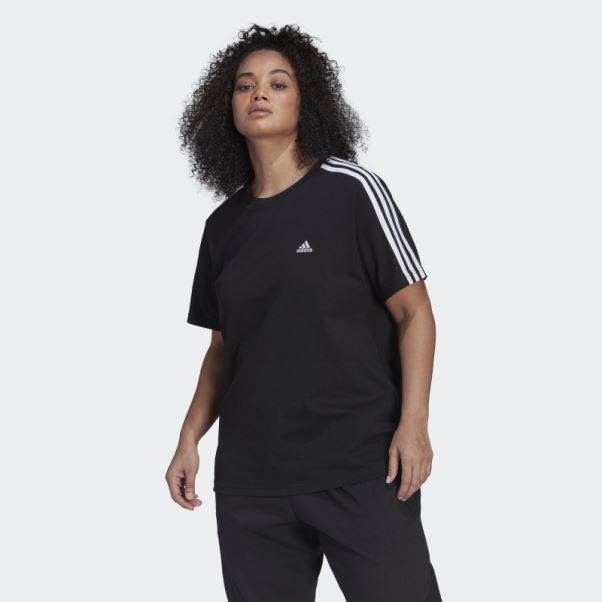 Tee Shirt Essentials Slim 3 Bandes (taille Plus) Adidas Noir
