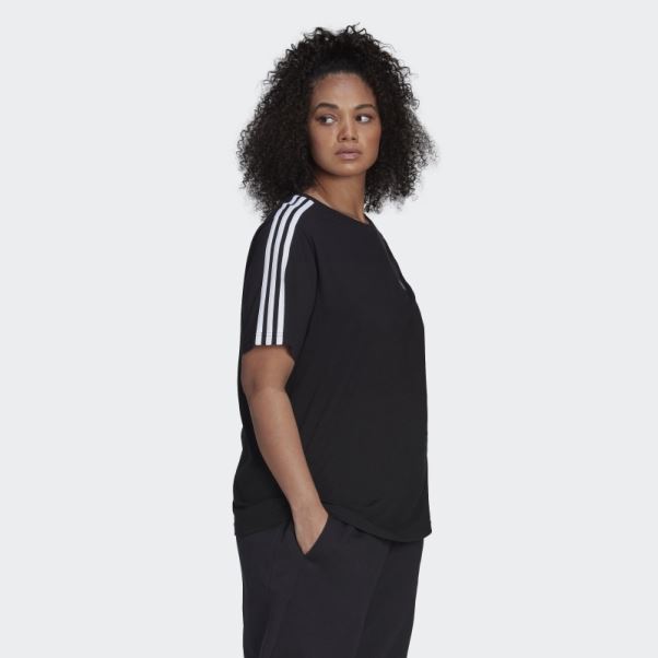 Tee Shirt Essentials Slim 3 Bandes (taille Plus) Adidas Noir