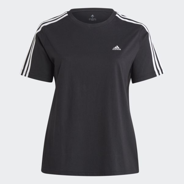 Tee Shirt Essentials Slim 3 Bandes (taille Plus) Adidas Noir